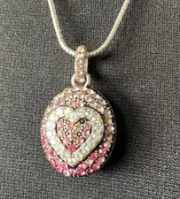 Brighton Inspirational Locket Necklace Trust & Enjoy Heart Pendant Pink
