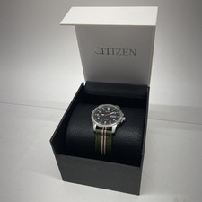 CITIZEN ECO-DRIVE WR100 DAY DATE FIELD WATCH NATO STRAP BLACK DIAL (CMP124188)