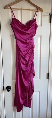 Blanc Clothing Satin Pink Dress Maxi Ruched 