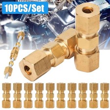 10 Pcs Straight Brass Brake Line Compression Fitting Unions For Od Tubing 316