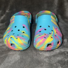 Crocs Kids Sz J-3 Tye Dye Pastel Swirl Great Condition, Bright Colors No Fade