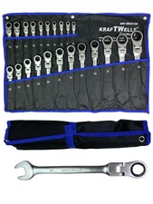 Kraftwelle Gelenk Ratschenschl&uuml;ssel Set 22 teilig 6mm-32mm Ringratschenschl&uuml;ssel