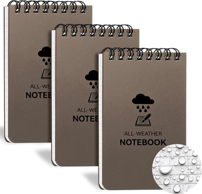 3 Pack Waterproof Notebook, 3 x 5 Pocket Notepad, All Weather Small Pocket Noteb