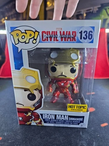 Funko POP! Marvel: Captain America Civil War - Iron Man [Unmasked] #136 (HT EXCL
