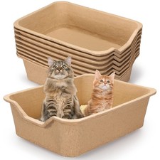 10 Pack Extra Large Disposable Cat Litter Box 22.4 x 17.9 x 6.9'' Paper Cat L...