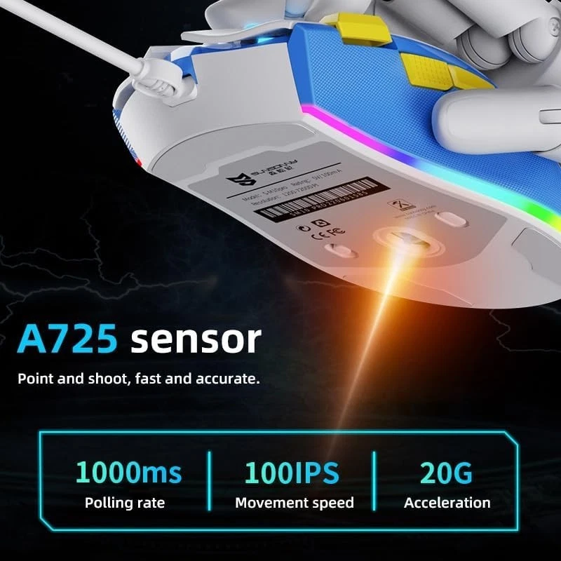 Mecha Style Wired Gaming Mouse,7200 DPI,8 Programmable Buttons,RGB Backlit - Image 3 of 4