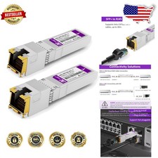Multi-Rate 10G SFP to RJ45 Module 2 Pack Hot-Pluggable Copper Ethernet C...