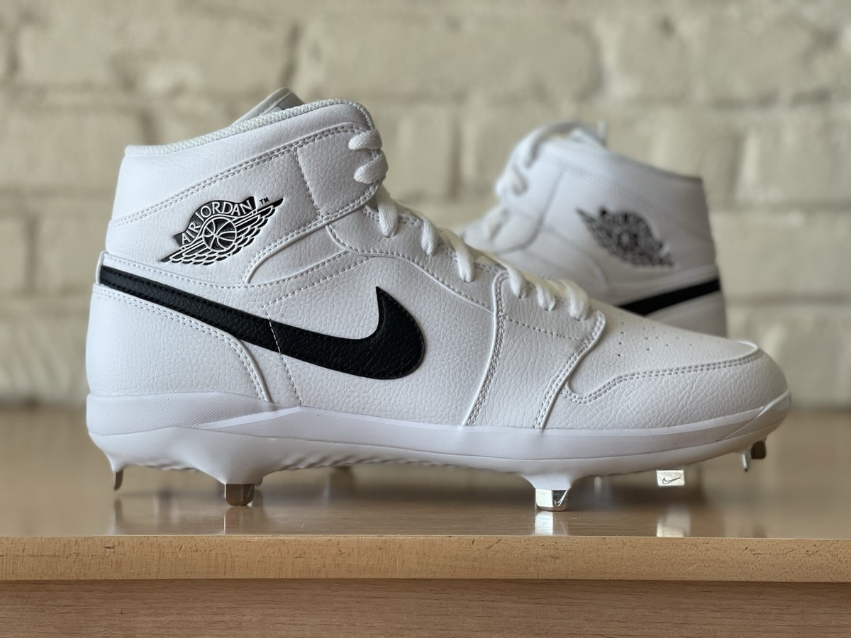 Nike Jordan 1 Retro Metal White Baseball Cleats Black AV5355-101