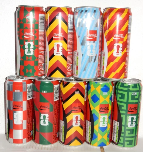 WORLD CUP FOOTBALL SOCCER 2026 COCA COLA 9 cans Set from BELGIUM (330ml) Empty !