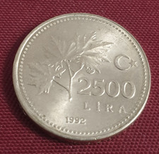 Turkey   2500 Lira 1992  Nickel-Bronze  Perfect condition