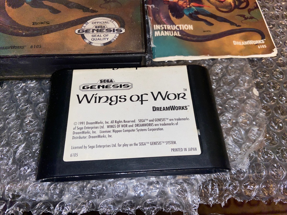 Wings of Wor Sega Genesis 1991 W Box And Manual Video Game