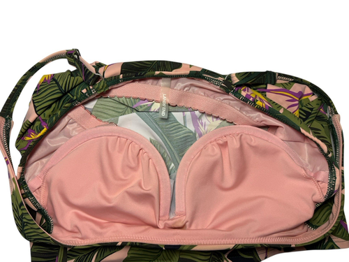 Lands End Swimsuit Womens 8 Pink Green Tankini Top Amazonia Floral Tropical Palm - Picture 5 of 8