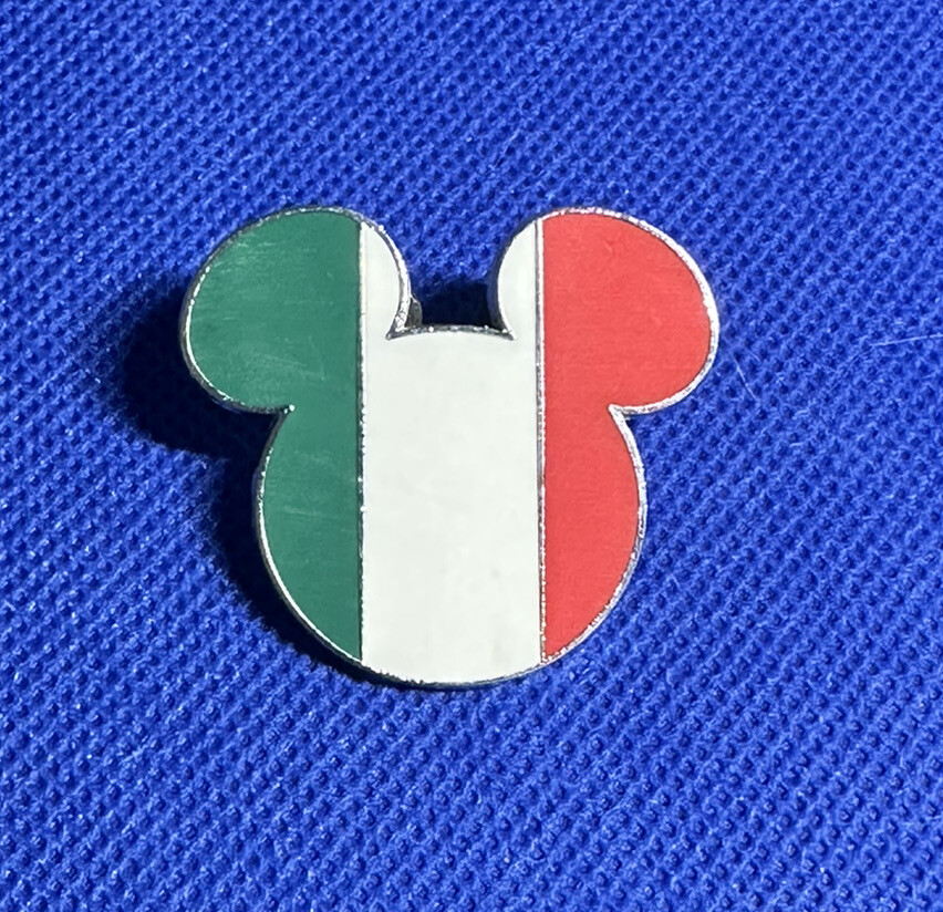 Disney Pin Mickey Mouse Italy Green/White/Red Stripes Mickey Head 2007
