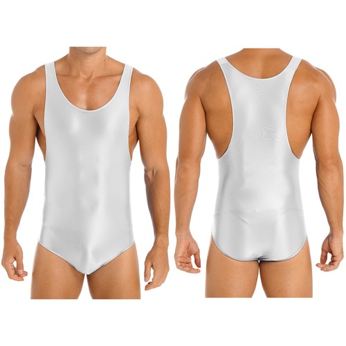 Freebily Mens Shiny Glossy One Piece Swimsuit High Cut Thongs Leotard AU - Picture 13 of 82