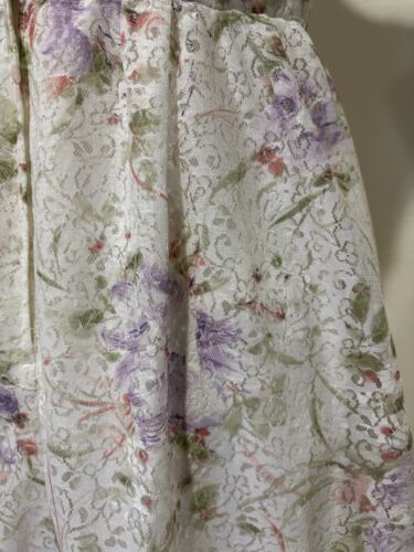 Vtg 70s Floral Lace Homecoming Dress Sz M Prairie Cottage Frilly Bridal Gown - Picture 5 of 7