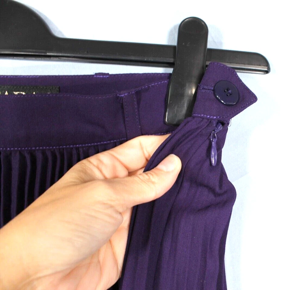 DE COLECCIÓN ESCADA Suave/Fluido NUEVA LANA Púrpura ACORDEÓN PLIEGUES Falda Línea A Eu34, US-4, S Foto 4 de 4