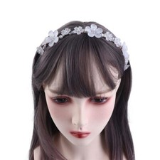White Pearl Rhinestone Flower Wedding Headband for Bridal Hair Accessories