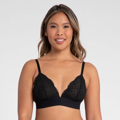 Large Black NEW All.You.LIVELY Women's Longline Lace Bralette
