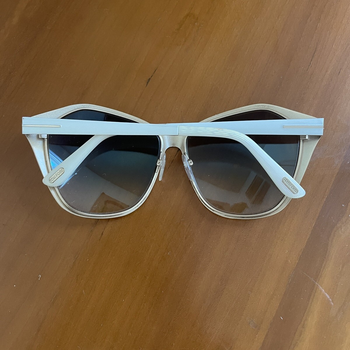 SALE!! TOM FORD EYEWEAR お洒落 キャットレアトムフォード Tom Ford Oversize White Lena Sunglasses 2017 Gradient Brown