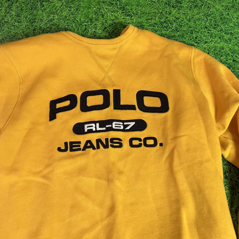 JEANS POLO VINTAGE RALPH LAUREN MANGA LONGA AMARELO TAMANHO GRANDE - Imagem 2 de 4