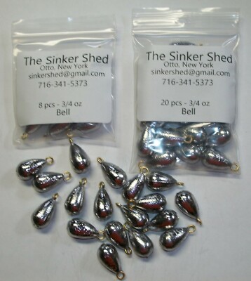 3 oz bell sinkers / brass eyes - quantity of 5/12/25/50/100/250 - FREE