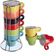 Small Espresso Cups Set Tea Mugs 60ML Stackable Set of 6 Coffee Cup with Cups St