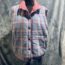 Vintage Women s Vest Traditional Classics Reversible Plaid/Pink Medium