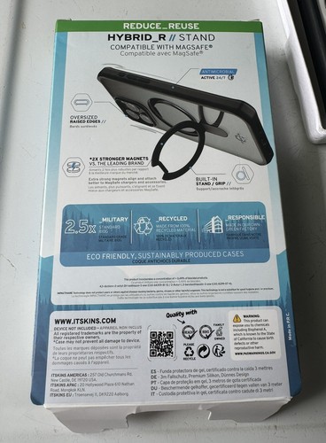 ITSKINS Hybrid_R Clear Case iPhone 15 Pro w/Stand Grip MagSafe Compatible - Picture 5 of 9