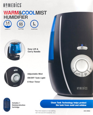 HoMedics UHE-WM80 Warm & Cold Mist Humidifier, 1.4 gallon, Black