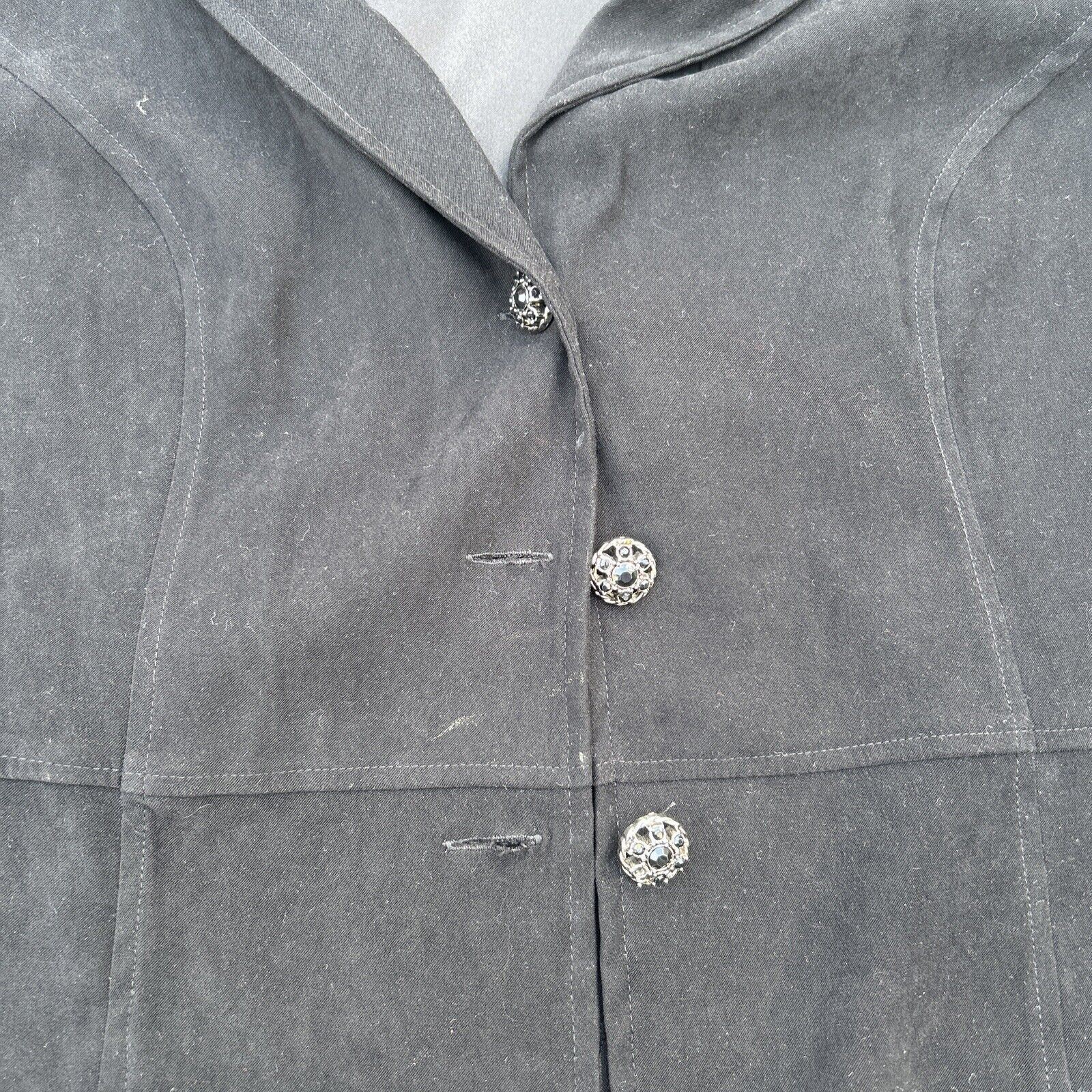 Notations Black Rhinestone Button Up Lightweight … - image 4