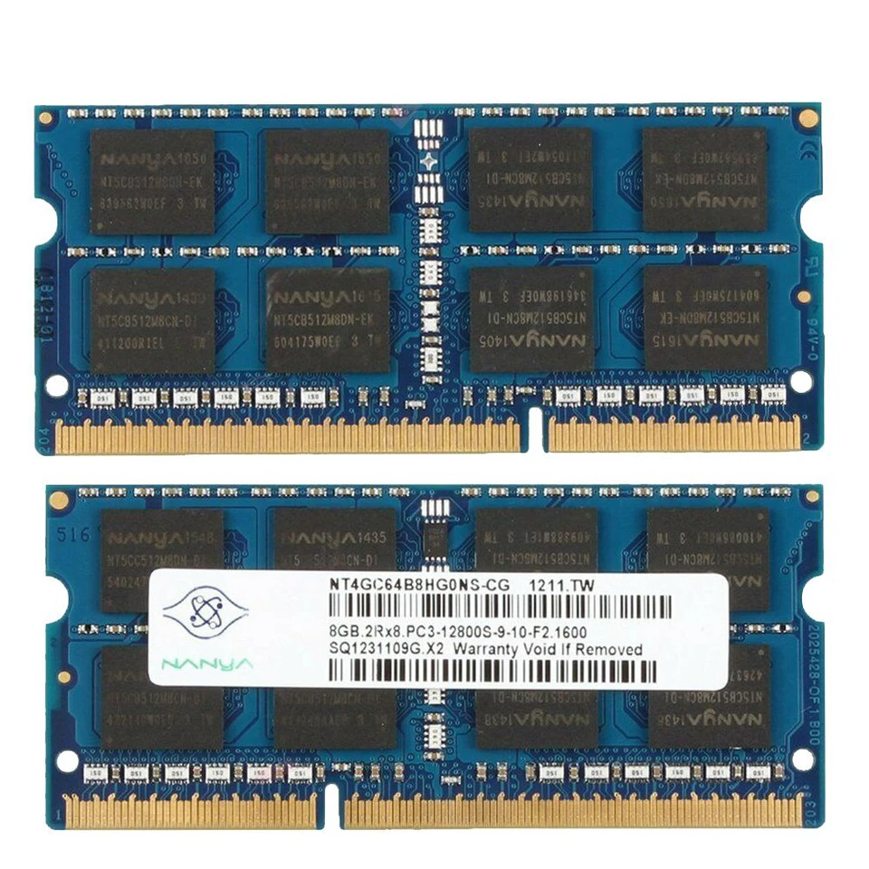16GB Kit 2x8GB 4GB 2G PC3-12800S DDR3 1600MHz 204Pin Laptop Memory RAM NANYA LOT - Image 4 of 4