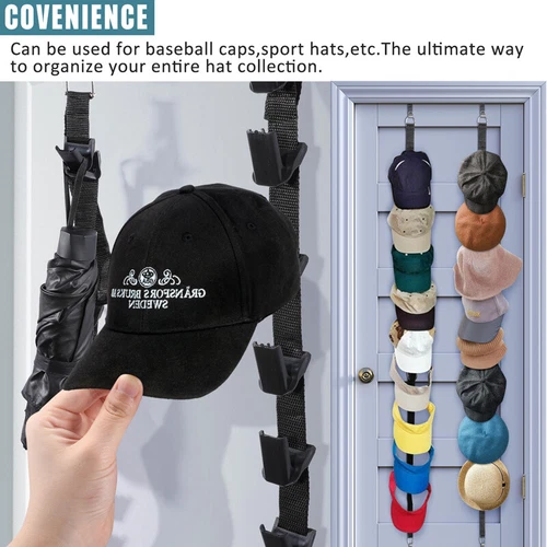 2× Baseball Kappe Hutablage Wand Tür Aufhänger Halter Aufbewahrung Organizer 16 Haken USA - Bild 3 von 10
