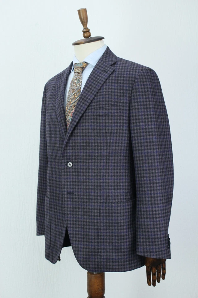 CANTARELLI Purple Check WOOL CASHMERE SILK Sport Coat Blazer Jacket 56IT 46US/UK - Image 2 of 4