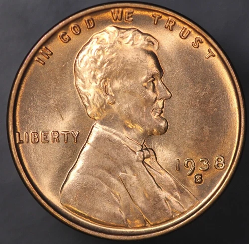 1938 S LINCOLN CENT BU FROM AN ORIGINAL ROLL-GEM+++-LOT AA 7515