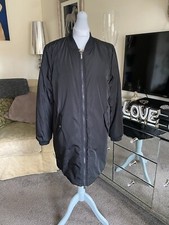 Rino&pelle Longline Bomberreversible Black & Faux Fur Animal Print Size 38 Bnwot