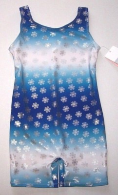 Danskin Gymnastics Biketard Unitard Bodysuit Hologram Frozen Look New Girl S 4 5