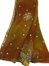 Georgette Dupatta Scarf Vintage Indian Embroidered Long Stole For Woman LD7139
