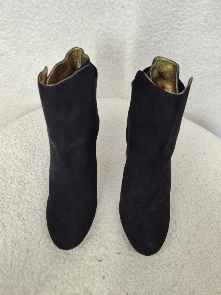 Botín Cynthia Vincent Mujer Tacones 8.5 Negro Gamuza Pull On Informal Calce Cómodo Foto 3 de 4