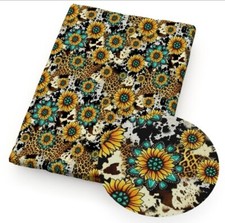 Sunflower Leopard Cow Print Polyester Cotton blend fabric 20"x55" 118294211