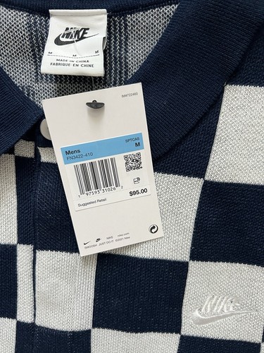 Nike Uomo Checkers Polo Golf Maglione Midnight Navy/Sail Taglia Media FN3422-410 - Foto 6 di 9
