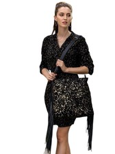 Myra Bag Black And Gold Shimmer Leather & Hairon Bag