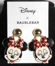 Disney Baublebar Minnie Mouse Smile Rhinestones Statement Dangle Earrings New
