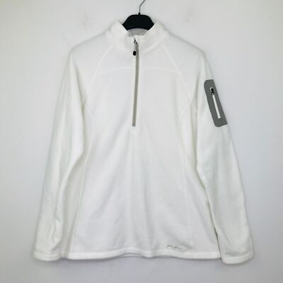 Eddie Bauer Women's XL Jacket White PolarTec Fleece First Ascent 1/4 Zip AB10