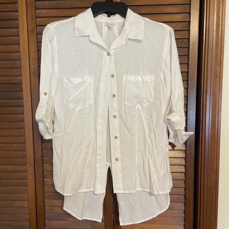 SIM & SAM White Blouse w/Sleeves That Can Be Buttoned Up/Unbuttoned - Size M
