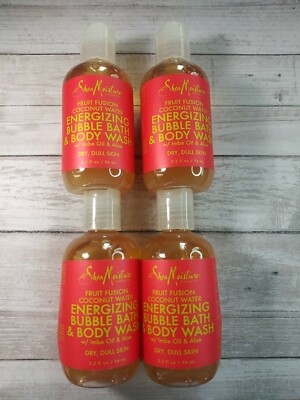 4 Shea Moisture Fruit Fusion Bubble Bath & Body Wash Coconut Water 3.2 fl oz ea