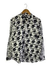 COMME des GARCONS HOMME DEUX Long Sleeve Shirt L Cotton WHT All-over Pattern DG-