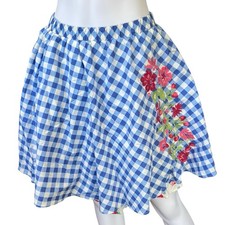 Matilda Jane Skirt Plaid Floral Embroidered Full A Line Pocket Dutch Apple Small
