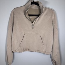 lululemon athletica Women s Beige 1/2 Zip Mock Neck Pullover Sweatshirt 2