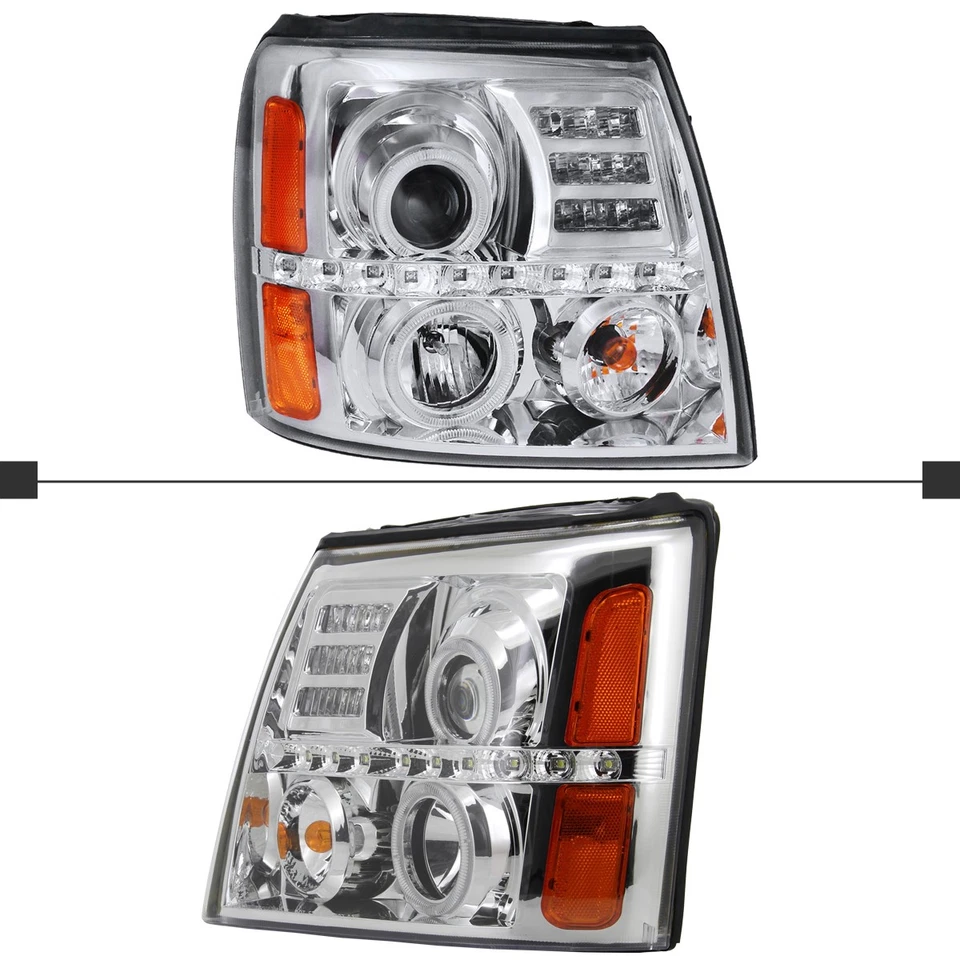 Projector Headlights Fits 2002-2006 Cadillac Escalade LED Halo Headlamps 02-06 Foto 4 de 4