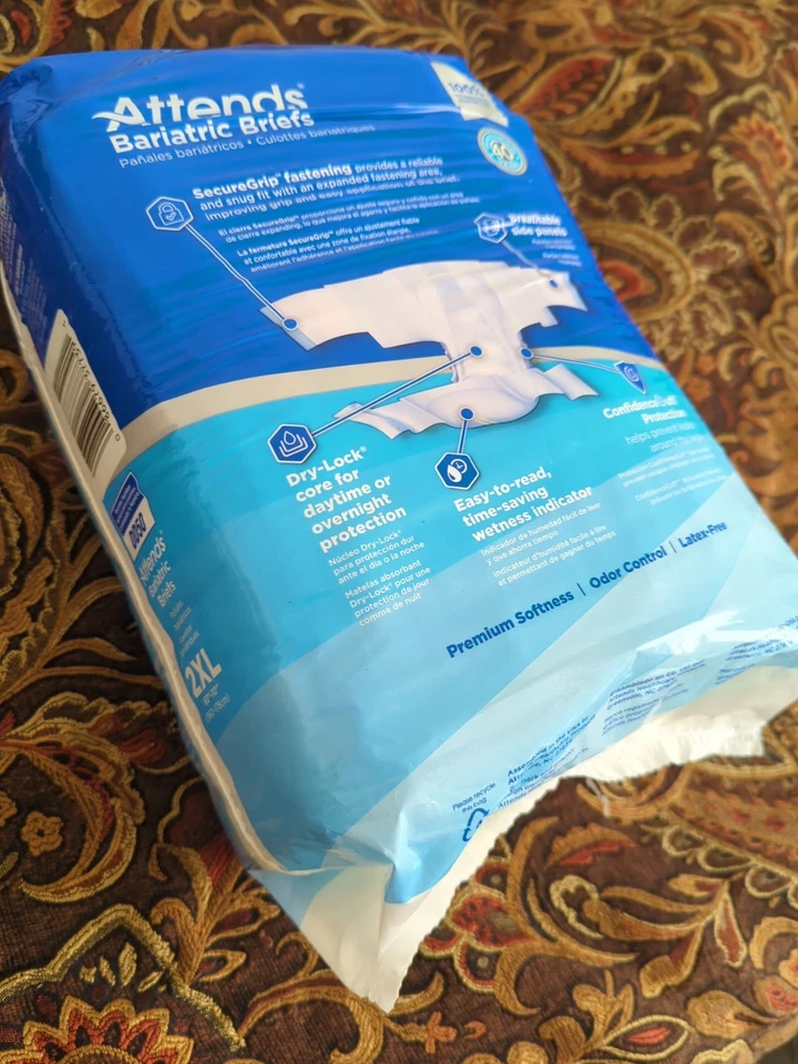 Calzoncillos bariátricos para adultos Attends XXL pesados 58-68" 4pk de 12 ct incontinencia  Foto 2 de 3